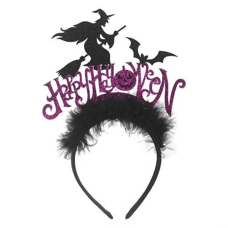 Halloween Headband Hello Halloween Letter Decor Head Hoop Witch Bat Hair Band