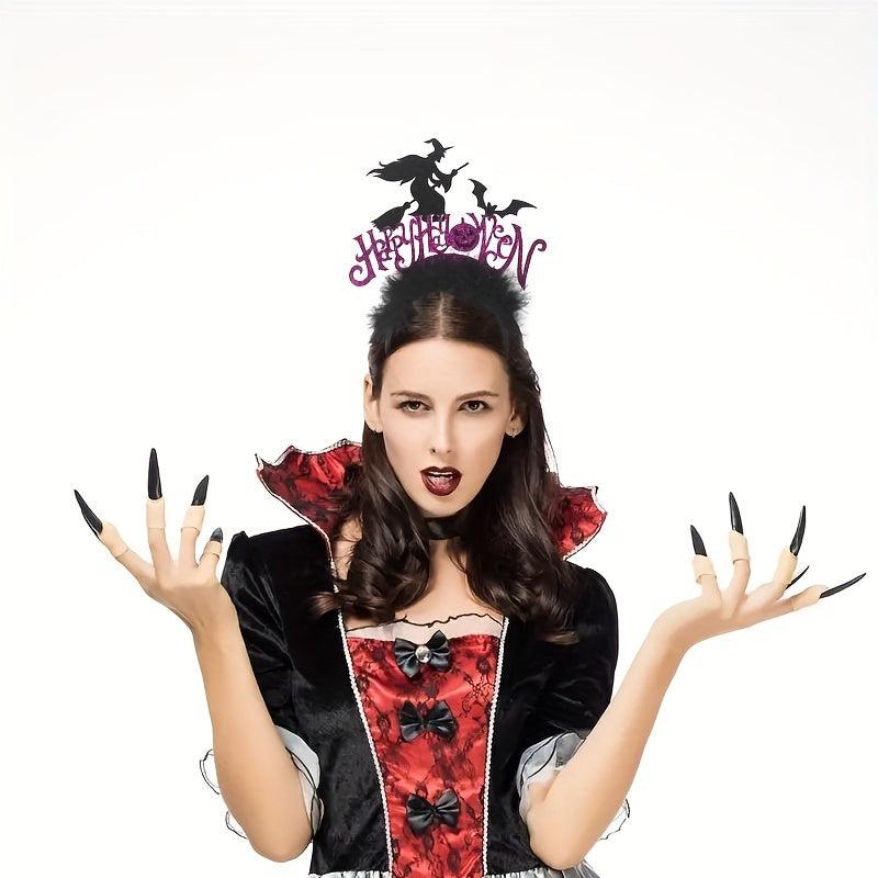 Halloween Headband Hello Halloween Letter Decor Head Hoop Witch Bat Hair Band