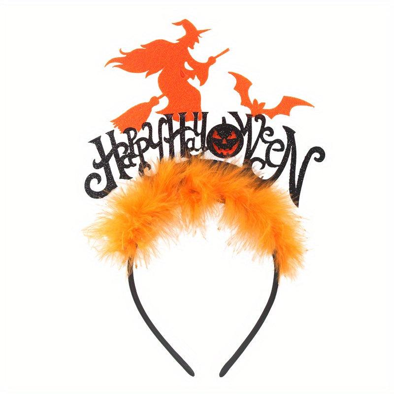 Halloween Headband Hello Halloween Letter Decor Head Hoop Witch Bat Hair Band
