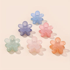 6pcs Transparent Flower Hair Claw Acrylic Shark Claw Hair Accessories