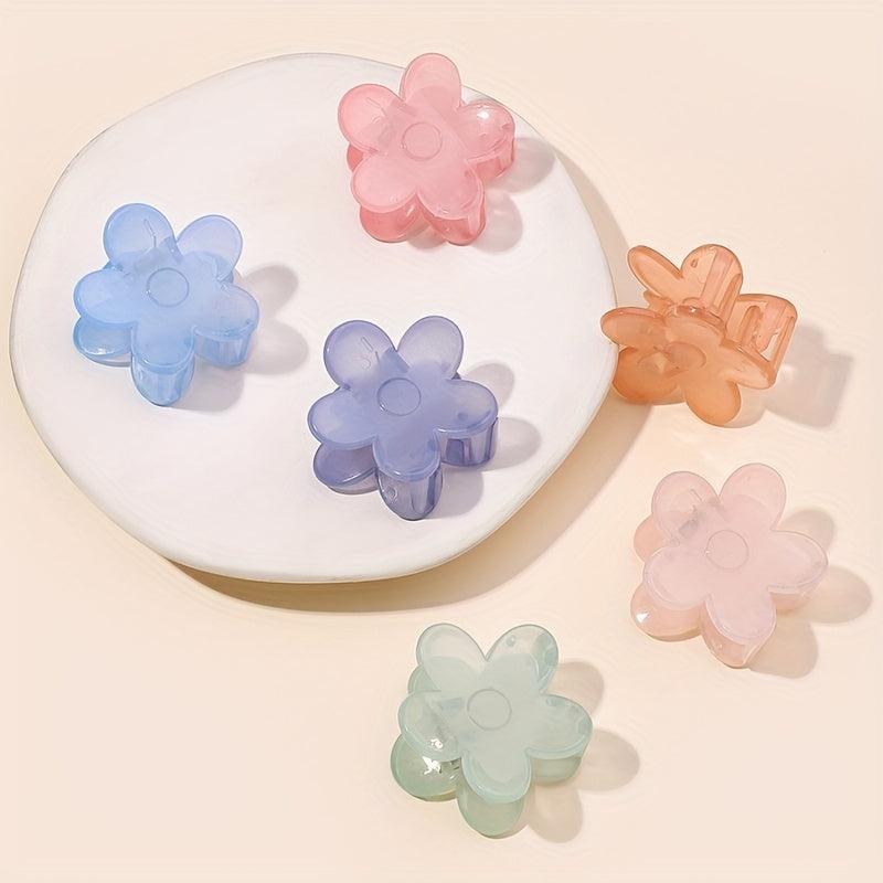 6pcs Transparent Flower Hair Claw Acrylic Shark Claw Hair Accessories