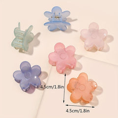 6pcs Transparent Flower Hair Claw Acrylic Shark Claw Hair Accessories