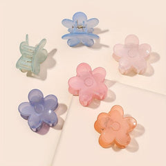 6pcs Transparent Flower Hair Claw Acrylic Shark Claw Hair Accessories