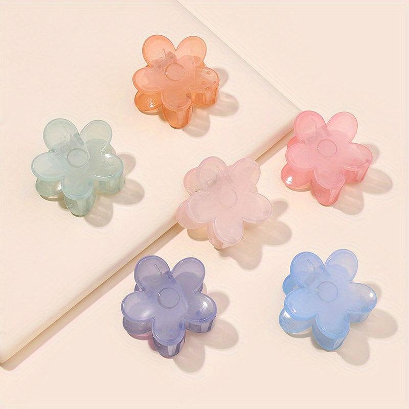 6pcs Transparent Flower Hair Claw Acrylic Shark Claw Hair Accessories