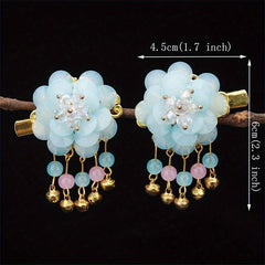 Flower Hair Clip With Bells Pendant Chinese Ancient Costume Hair Accessories