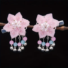 Flower Hair Clip With Bells Pendant Chinese Ancient Costume Hair Accessories