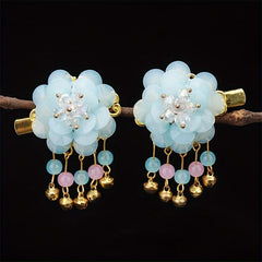 Flower Hair Clip With Bells Pendant Chinese Ancient Costume Hair Accessories
