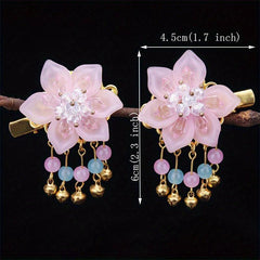 Flower Hair Clip With Bells Pendant Chinese Ancient Costume Hair Accessories
