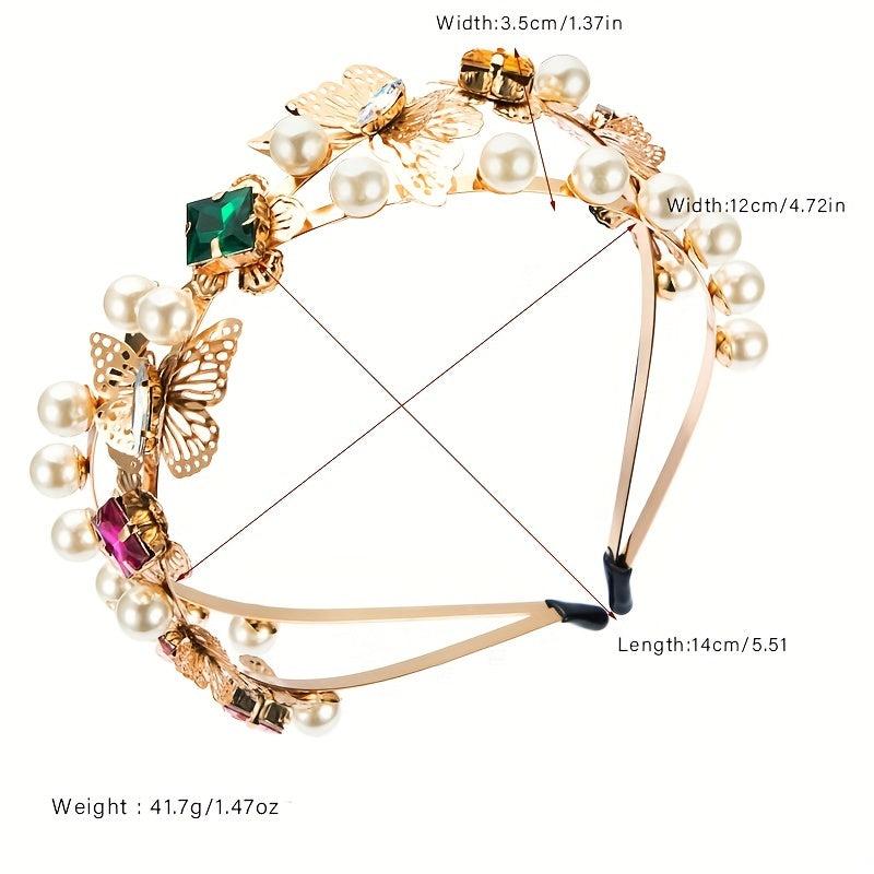 Faux Pearl Flower Headband Crystal Head Hoop Hair Accessories