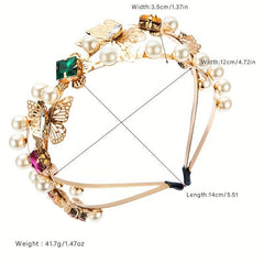 Faux Pearl Flower Headband Crystal Head Hoop Hair Accessories