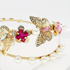 Faux Pearl Flower Headband Crystal Head Hoop Hair Accessories