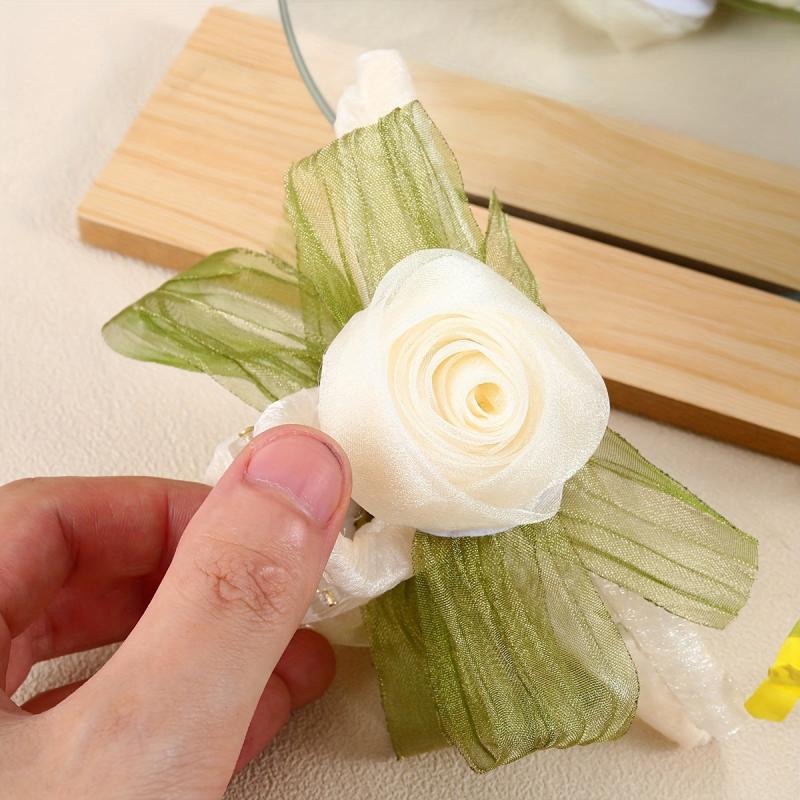 Fabric Rose Hair Claw Ponytail Holder Women Girls Sweet Hair Claw