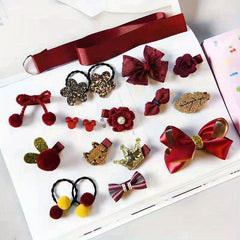 14pcs Girls Hair Accessories Set Crown Hair Tie Bow Duckbill Clip Cartoon Rabbit
