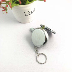 Mini Round Tobacco Box Keychain With Mirror Portable Metal Pendant