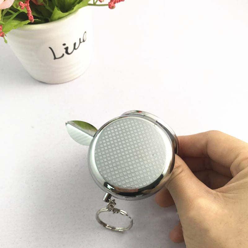 Mini Round Tobacco Box Keychain With Mirror Portable Metal Pendant