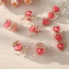 Y2K Jelly Pink Heart Hair Claw Mini Hair Claw