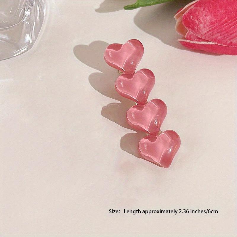 Y2K Jelly Pink Heart Hair Claw Mini Hair Claw