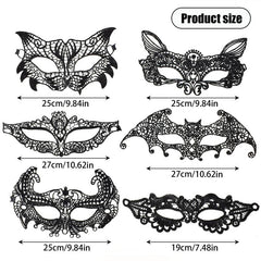 6pcs Sexy Venetian Masks Women Black Eye Mask Masquerade Halloween Party