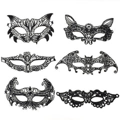 6pcs Sexy Venetian Masks Women Black Eye Mask Masquerade Halloween Party