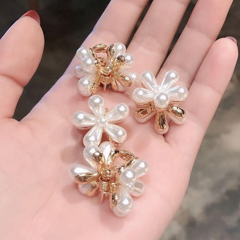 10pcs Mini Hair Claw Faux Pearl Flower Hair Claw Clip Hair Accessories
