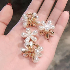10pcs Mini Hair Claw Faux Pearl Flower Hair Claw Clip Hair Accessories