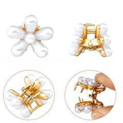 10pcs Mini Hair Claw Faux Pearl Flower Hair Claw Clip Hair Accessories