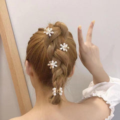 10pcs Mini Hair Claw Faux Pearl Flower Hair Claw Clip Hair Accessories