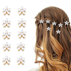 10pcs Mini Hair Claw Faux Pearl Flower Hair Claw Clip Hair Accessories