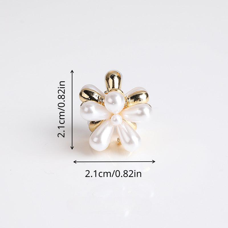 10pcs Mini Hair Claw Faux Pearl Flower Hair Claw Clip Hair Accessories