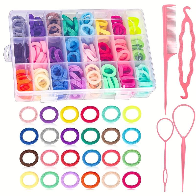 240 Pcs Baby Hair Ties with 4 Hair Loop Tools