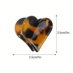 6pcs Mini Heart Shaped Hair Claw Acetate Hair Claw Nonslip Shark Claw
