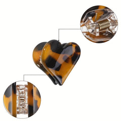 6pcs Mini Heart Shaped Hair Claw Acetate Hair Claw Nonslip Shark Claw