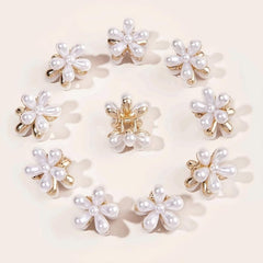 5pcs Mini Pearl Flower Hair Claw Clips Strong Hold Grip Hair Jaw Clip
