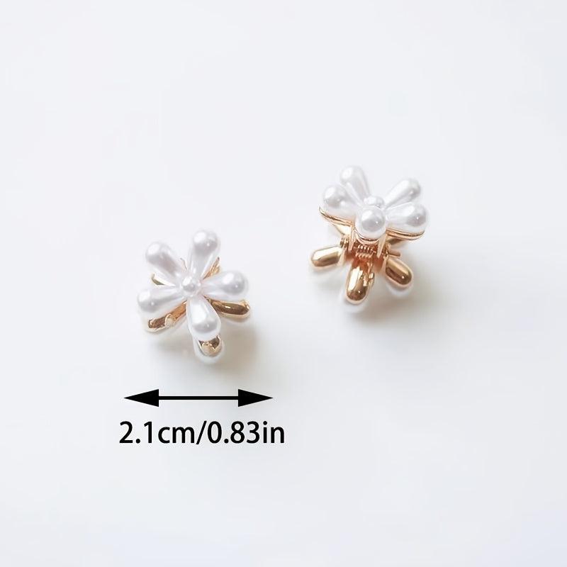 5pcs Mini Pearl Flower Hair Claw Clips Strong Hold Grip Hair Jaw Clip