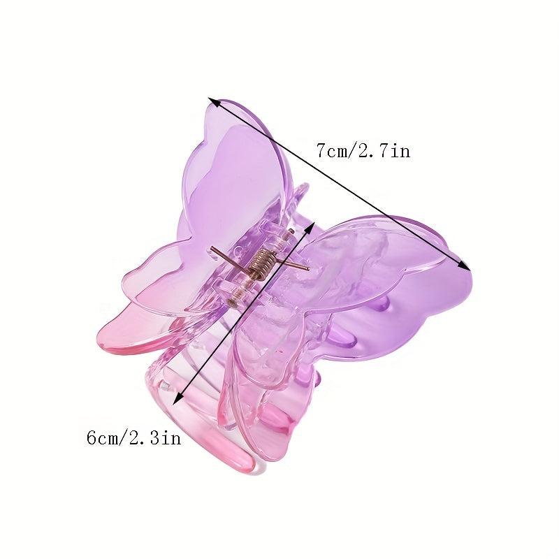 2pcs Butterfly Shape Transparent Plastic Hair Claw Mini Shark Claw Gradient