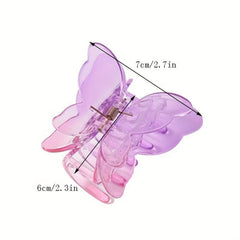 2pcs Butterfly Shape Transparent Plastic Hair Claw Mini Shark Claw Gradient