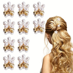10PCS Flower Hair Claw Mini Hair Claw Braid Hair Clip Bangs Clip