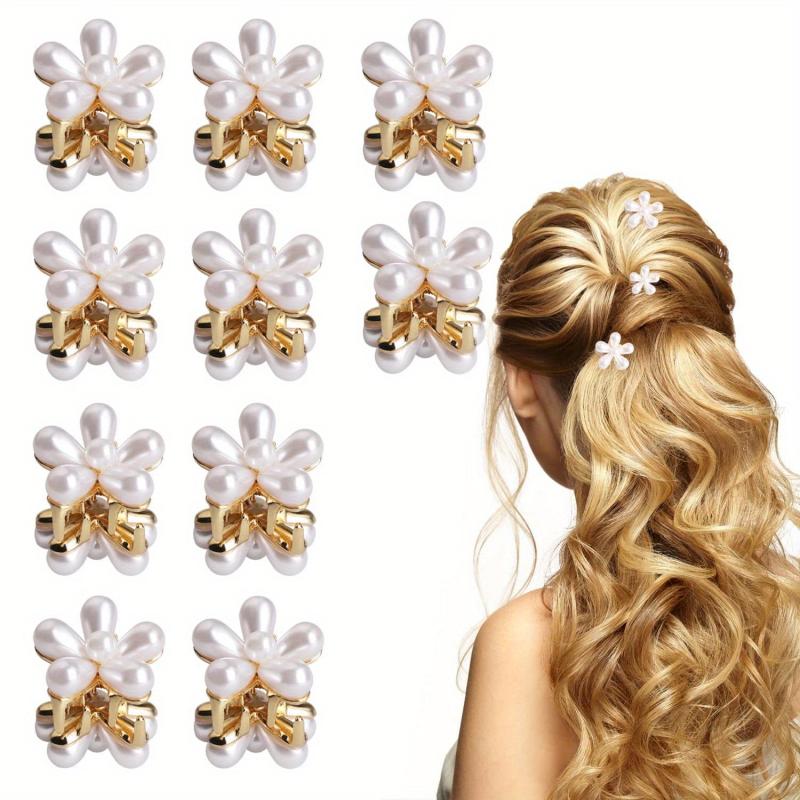 10PCS Flower Hair Claw Mini Hair Claw Braid Hair Clip Bangs Clip