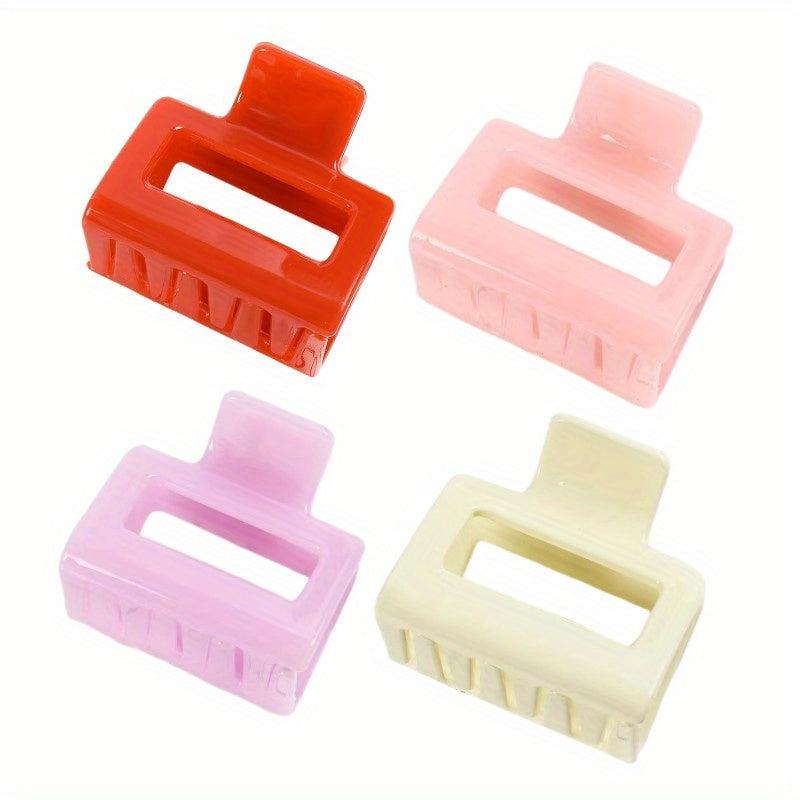 4pcs Mini Square Hair Claw Ponytail Holder Hair Accessories for Women