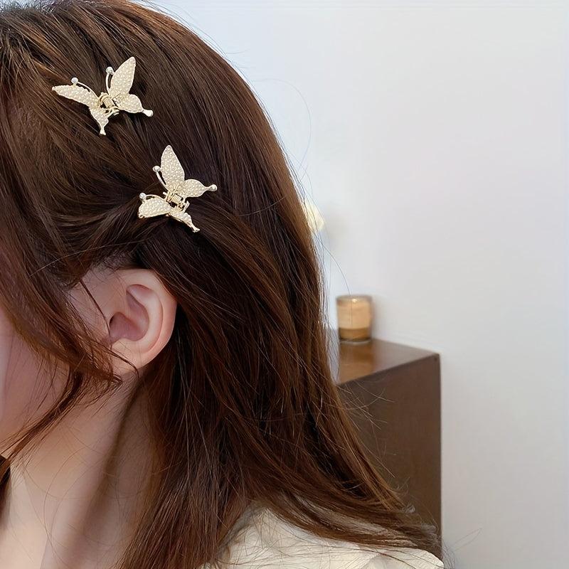 2pcs Y2K Rhinestone Butterfly Hair Clip Hair Accessories