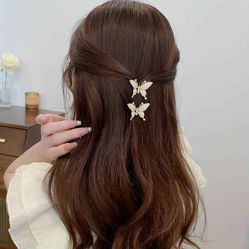 2pcs Y2K Rhinestone Butterfly Hair Clip Hair Accessories