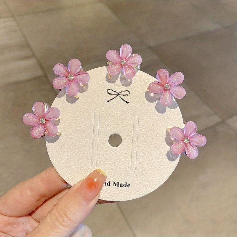 5pcs Mini Flower Hair Claw Clip Small Jaw Clamp Hair Accessory for Women Girls