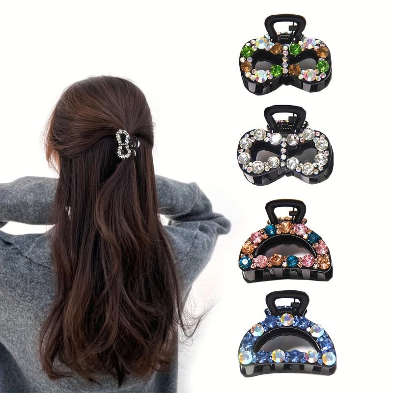 Rhinestone Hair Claw Set Mini Shark Claw Ponytail Holder Vintage Hair Accessorie