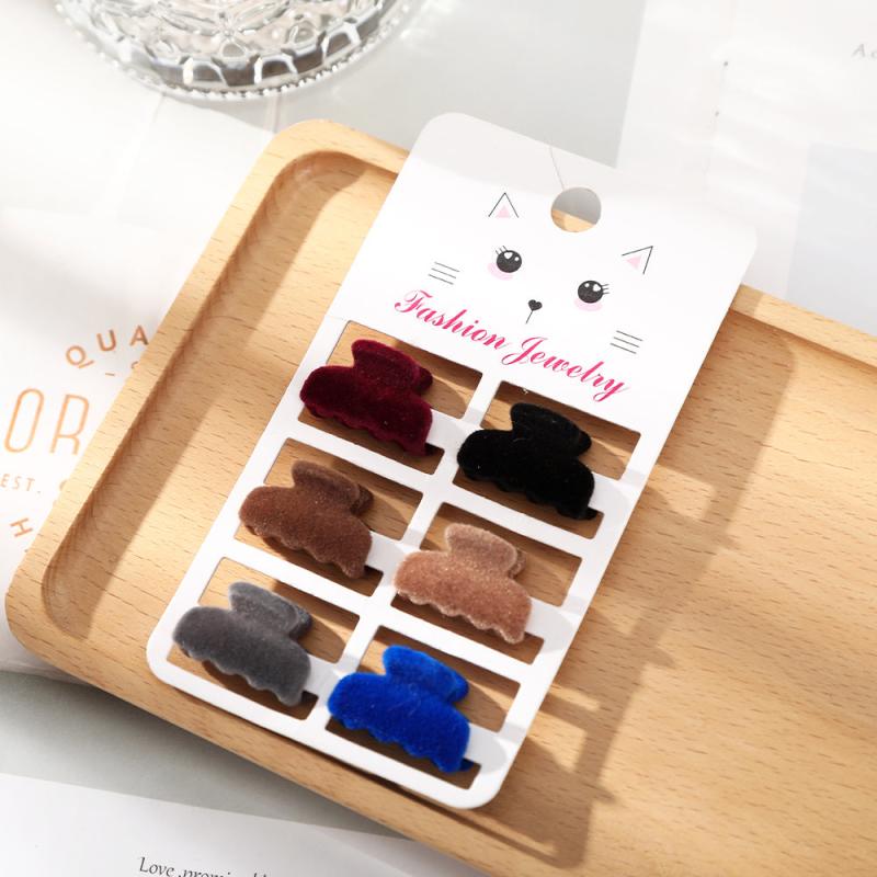 6 Pcs Set Trumpet Bangs Clip Flocking Edge Clip Hair Claw Headdress Hair Accesso