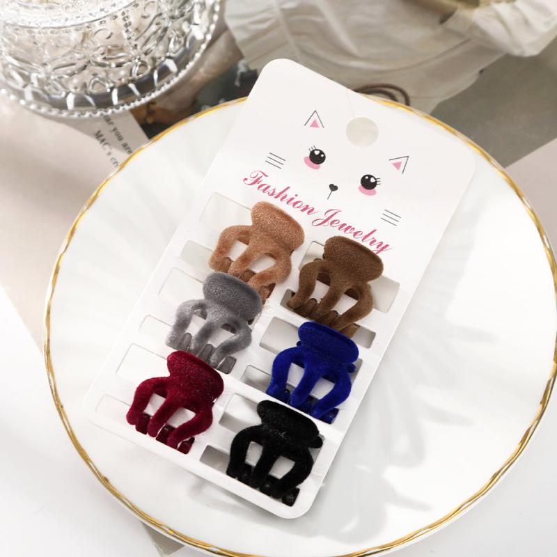 6 Pcs Set Trumpet Bangs Clip Flocking Edge Clip Hair Claw Headdress Hair Accesso