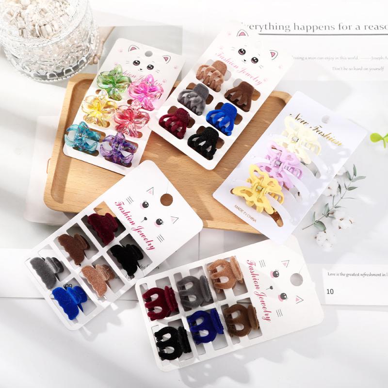 6 Pcs Set Trumpet Bangs Clip Flocking Edge Clip Hair Claw Headdress Hair Accesso