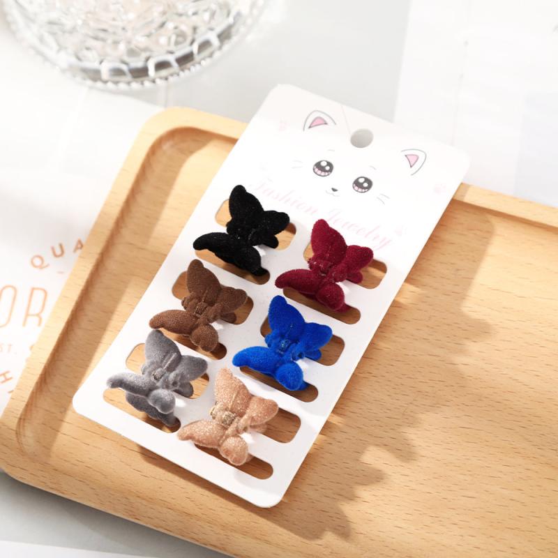 6 Pcs Set Trumpet Bangs Clip Flocking Edge Clip Hair Claw Headdress Hair Accesso