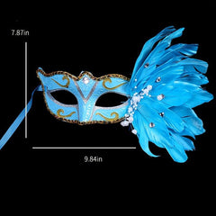 Masquerade Party Mask with Faux Feather & Pearl