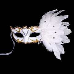 Masquerade Party Mask with Faux Feather & Pearl