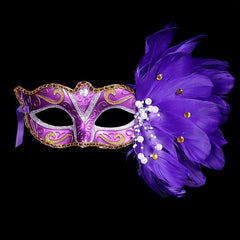 Masquerade Party Mask with Faux Feather & Pearl